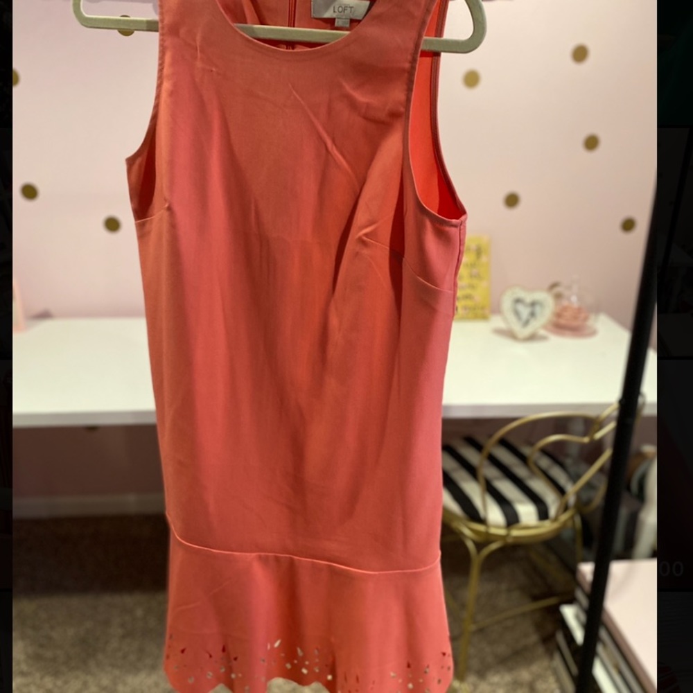Loft Peach dress with ruffle